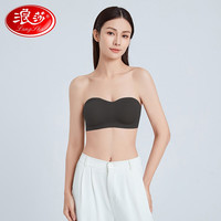 浪莎（LangSha）抹胸防走光内衣女带胸垫一体式文胸无肩带防滑聚拢薄款裹胸罩 黑色 S