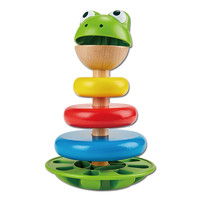 88VIP：Hape 青蛙花式圆环堆塔彩虹套圈叠叠乐1岁+儿童益智力堆堆层层玩具