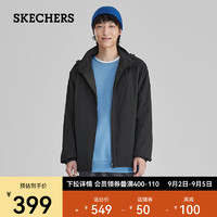 斯凯奇（Skechers）男款梭织连帽外套L323M069 碳黑/0018 S
