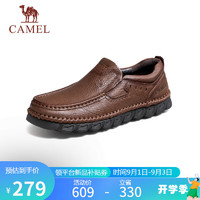 骆驼（CAMEL）男士耐磨软底舒适商务休闲套脚皮鞋 G13A307035 暗棕 40