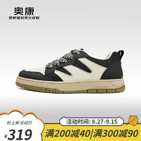 奥康（Aokang）男鞋 2023秋季时尚运动休闲鞋男拼接滑板鞋 黑/白 38
