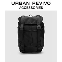 URBAN REVIVO2023秋季男士时尚户外抽绳大容量背包UAMB30016 黑色