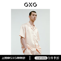 GXG冰丝睡衣男款夏季男士家居服棋盘格短袖短裤套装 2023 香槟色 M