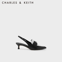 CHARLES&KEITH23秋季尖头拼色复古猫跟穆勒鞋凉鞋女CK1-61720153 Black黑色 37