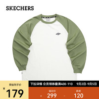 斯凯奇（Skechers）男女同款针织长袖T恤衫L323U090 铬绿色/01MX M