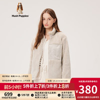 Hush Puppies暇步士女2023冬季舒适休闲立领抓绒保暖外套女可外穿 128米白 XS