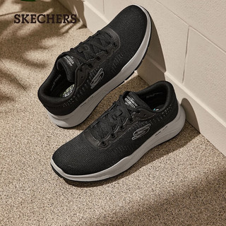 SKECHERS 斯凯奇 男士绑带厚底运动休闲网面鞋232522 黑色/灰色186 42.50