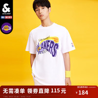 杰克·琼斯（JACK&JONES）春季NBA联名湖人潮流休闲运动宽松短袖T恤男223101016 白 175/96A/M