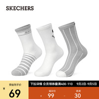 斯凯奇（Skechers）袜子男女同款简约黑白时尚中筒袜3双装L323U072 3双装-灰/白/白/03BQ S