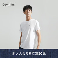 Calvin Klein Jeans23早秋男士方标舒适纯棉短袖T恤J324899 YAF-月光白 S