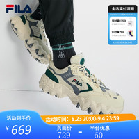 FILA 斐乐OAKMONT 3男鞋复古运动鞋2023秋季休闲鞋老爹鞋 古白色/中灰-AM 41