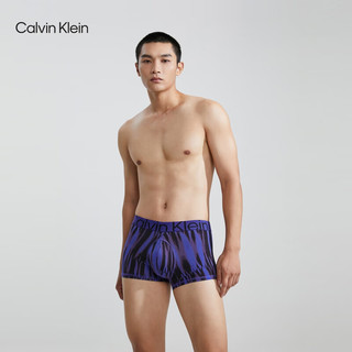 Calvin Klein内衣23早秋男士提花腰边时尚印染防夹臀平角内裤NB3663 FRJ-蓝黑混色 S