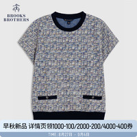 布克兄弟（BrooksBrothers）女士23秋新圆领气质粗花呢宽松短袖T恤 B125-混色 XS