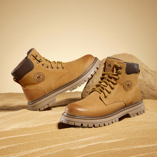 骆驼（CAMEL）大黄靴男女同款英伦风马丁靴工装户外登山鞋 GF122W7790 黄金(女款) 37