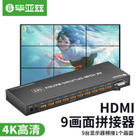 毕亚兹 HDMI画面拼接器9路3x3 USB/SD卡输入/播放器版本 电视拼接屏多屏宝控制盒液晶屏融合处理器 KVM36
