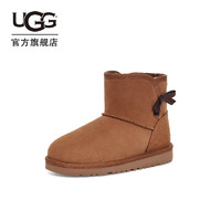 UGG 童鞋23早秋儿童雪地靴女小童加绒靴蝴蝶结保暖棉靴 1118888T CHE | 栗色 22