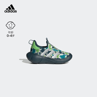 adidas阿迪达斯轻运动MONOFIT TR男女婴童休闲一脚蹬学步鞋 草绿色/蓝绿色/银灰色 24(140mm)
