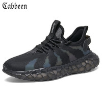 卡宾（CABBEEN）男鞋潮流时尚百搭透气网面运动鞋跑步鞋休闲鞋鞋子男 黑色 38