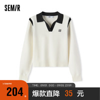 森马（Semir）毛衣女短款polo领2023秋季撞色打底衫显瘦101523107005