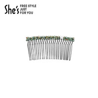 She's茜子耀我宣言工艺水晶插梳盘发簪子丸子头发梳头饰发饰品 绿色D0