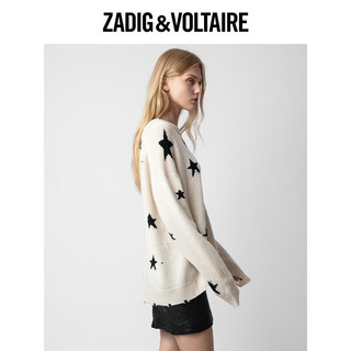 ZADIG&VOLTAIRE飒迪格女装 23年秋冬中性风星星图案羊绒毛针织衫 100/米白色 XS（尺码偏大）