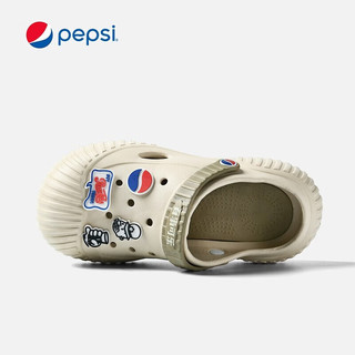 百事（PEPSI）可乐男鞋沙滩凉鞋男居家浴室防滑包头男士拖鞋DIY设计洞洞鞋 米/浅绿 42-43（男码）