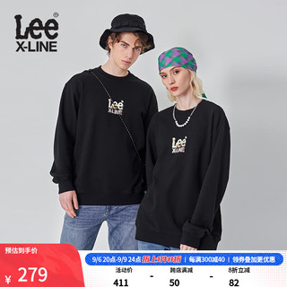 LeeXLINE23早秋舒适金属效果印花男女同款卫衣LUT007218204 黑色（尺码偏大，小一码购买） XL