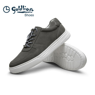 金利来（goldlion）男鞋男士板鞋时尚复古舒适耐穿松紧休闲鞋G527320049RRA灰色41