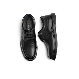 红蜻蜓休闲皮鞋2023秋季系带男士皮鞋软底舒适爸爸鞋低帮鞋WJA33220 黑色 38