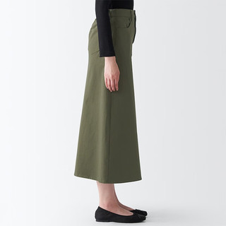 无印良品（MUJI）女式 横竖弹力 丝光斜纹A字裙 半身裙 BE1PPC3A a字裙 半裙 深绿色 XXL（170/78A)