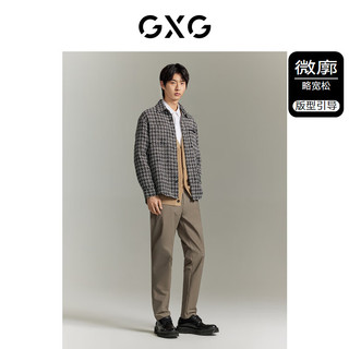 GXG男装 商场同款 小香风织中性简约时尚衬衫外套GEX10315393 黑咖格 165/S