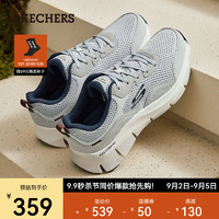 斯凯奇（Skechers）男士绑带运动休闲鞋EVA厚底增高夏季健步鞋232685 灰色/海军蓝色/GYNV 42.5