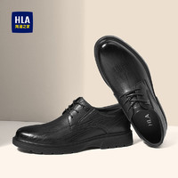海澜之家（HLA）皮鞋男百搭商务休闲简约正装德比经典鞋子HAAPXM3AC90183 黑色43