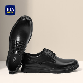 海澜之家HLA皮鞋男士牛皮时尚商务正装德比鞋结婚新HAAPXM3AC90181 黑色38