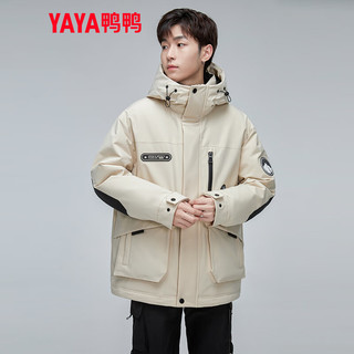 鸭鸭羽绒服鸭鸭（YAYA）羽绒服短款2023年冬季时尚休闲连帽男女同款保暖外套Y 燕麦色 165/84A(S)