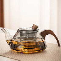 瓷牌茗茶具（cipaiming teaset）耐热茶壶玻璃套装温茶壶蜡烛台加热保温日式花茶壶现代轻奢茶具 青灰《月引》茶壶