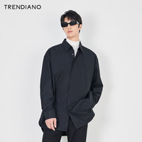 TRENDIANO经典系列2023秋季精裁纯棉廓形长袖衬衫外套男潮 黑色090 M