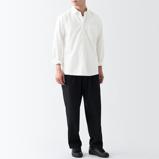 无印良品（MUJI）男式 水洗 平纹 长袖衬衫 休闲百搭衬衫 ACA98C3A 白色 M（170/92A）