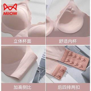 Miiow 猫人 内衣女薄款无痕无钢圈美背小胸罩聚拢防下垂文胸 浅蓝色 L