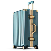 回力行李箱拉杆箱男女出差学生铝框结实耐用大小型旅行登机密码皮箱子 金边配色-墨绿色 20英寸（可登机）