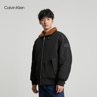 卡尔文·克莱恩 Calvin Klein Jeans23早秋男士时尚双面穿仿羊羔绒夹棉外套J324123 BEH-太空黑/棕咖色 M