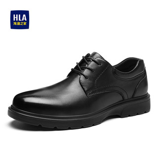 海澜之家（HLA）男鞋结婚正装皮鞋男士商务真皮时尚德比鞋新郎鞋增高 黑色 皮鞋码40