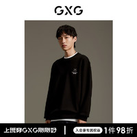 GXG男装 商场同款黑色挺阔精致印花后背大图透气卫衣 GEX13113023 黑色 190/XXXL