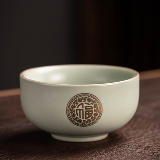 瓷牌茗茶具（cipaiming teaset）汝窑茶杯小号家用会客品茗杯喝茶闻香杯建盏茶具配件单个 青汝窑《金福》品茗杯-单杯