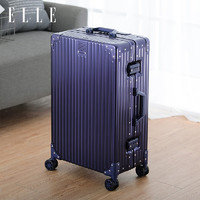 ELLE 行李箱时尚铝镁合金女士拉杆箱TSA密码锁旅行箱铝框密码箱 蓝色 29寸 需托运