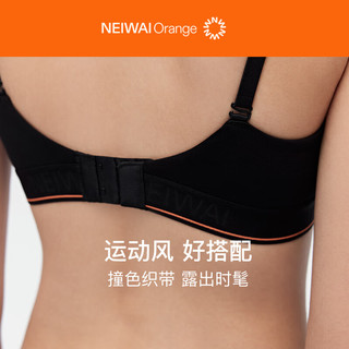 NEIWAI Orange内外橙线棉氨镂空织带三角杯文胸内衣女固定杯无钢圈抑菌 白色 L