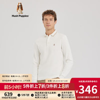 Hush Puppies暇步士男装2023秋季简约通勤商务休闲长袖Polo 019白色1 S