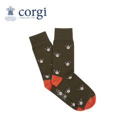 Corgi 柯基 英国进口男士袜子嘻哈猴图案印花精梳棉秋中筒袜