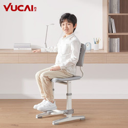 YUCAI 育才 儿童学习椅子小学生写作业可升降写字椅家用靠背座椅 免安装手摇升降40-52cm+脚踏灰色