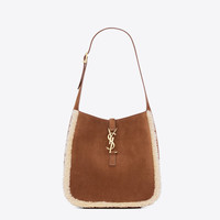 SAINT LAURENT 圣罗兰 女士羊皮革单肩包 7139381QSIW2281 深雪茄色/自然米色 小号